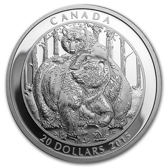 2015 Canada 1 oz Silver Grizzly Bear Togetherness 2015 Canada 1 oz Silver Grizzly Bear Togetherness